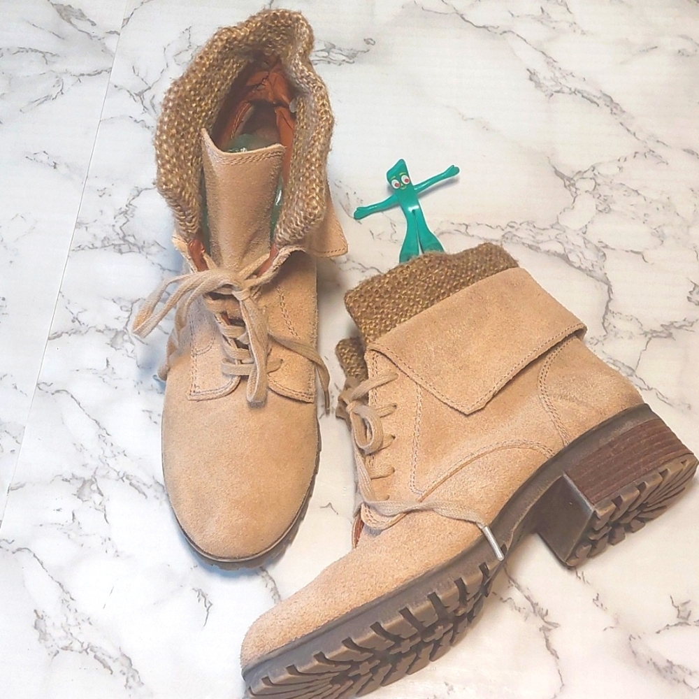 Lucky Brand Tan Suede Booties, Size 6